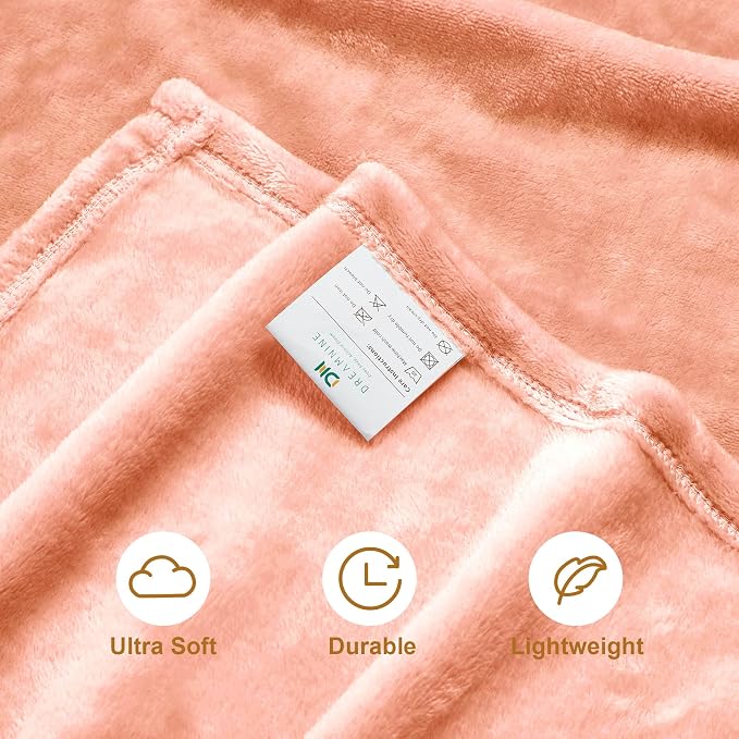 DREAMNINE Pack of 21 Fuzzy Soft Fleece Throw Blanket for Couch Sofa 50" x 60", Decorative Solid Lightweight Velvet Blankets for Chair, Cozy Accent Shaggy Plush Flannel Blanket for Bedroom, Peach