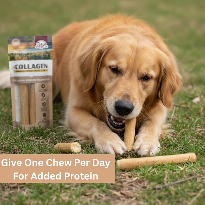 Wild Eats Venison Collagen Cheek Rolls 10" Chews 3pk Pig Ears Substitute | Long lasting treats and bones for medium dogs, retriever style texture, 3 per bag, satisfies natural gnawing urges daily
