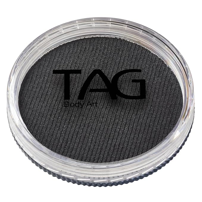 TAG Professional Face and Body Paint, Regular Black 32gm, non-toxic, hypoallergenic, east to wash off, ideal for Kids Parties, Halloween, Cosplay and Events