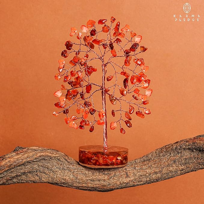 Carnelian Crystal Tree of Life Birthday Gifts for Women, Men, Friends, Handmade Chakra Healing Crystals Tree for Home Office Decor, Positivity, Good Luck, Money, Unique Gifts for Her Mom, Sister, Dad
