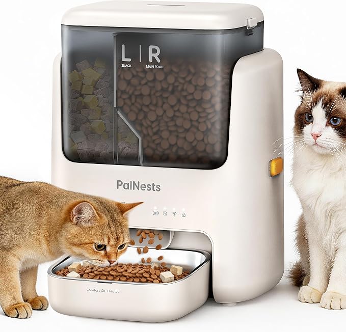 Automatic Cat Feeder 5L Dual Chamber, Timed 10 Meals WiFi | Pet Food Dispense Timed Feeding, 10 Meal Plans per Day, Smart Dry Food Dispenser with 2.4GHz/5GHz Wi-Fi Sardine Color