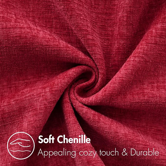 MIULEE Soft Chenille Throw Pillow Covers Red 20x20 Inch Pack of 2 | Modern Home Decor, Classic Decorative Pillows, Solid Dyed Cases, Boho Couch Cushion Covers for Sofa Bed Living Room