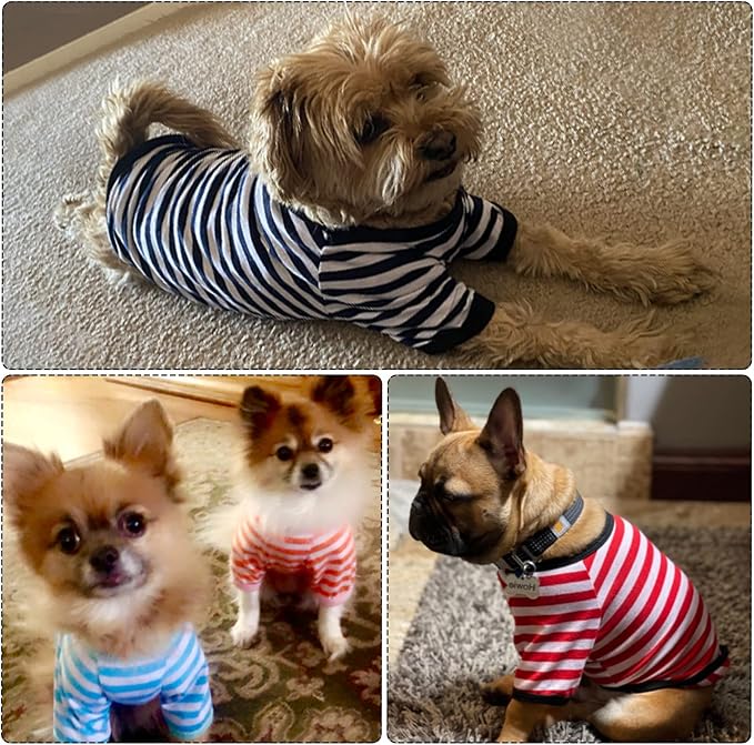 Geyoga 6 Pieces Dog T-Shirt Striped Cotton Breathable Spring Summer Pet Apparel Colorful Soft Puppy Sweatshirt Clothes for Small to Medium Dogs Puppy(Light Color,M)