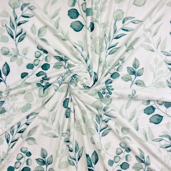Throw Blanket: Velvelty Soft, Durable Fleece Accent for Bed or Couch (Teal and Gray Berries, 50 x 70 inches)