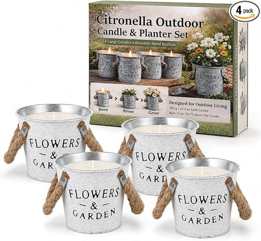 Citronella Candles Outdoor, 50oz Citronella Candle for Patio, Garden, Yard, Balcony Backyard & Camping,Total 300Hours Burning Large Summer Outdoor Candles 4 Pack