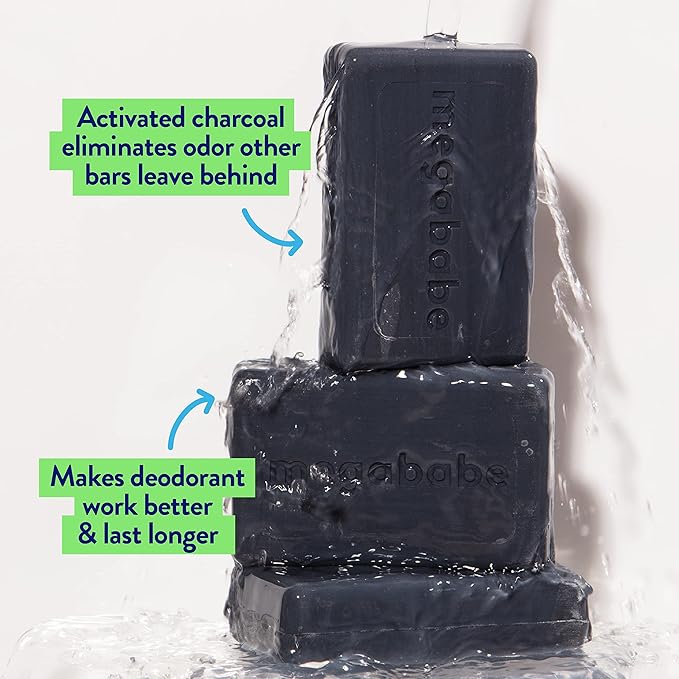 Megababe Underarm Bar Soap - Space Bar | With Detoxifying Charcoal for Odor Control | 4.5 oz (Pack of 2)