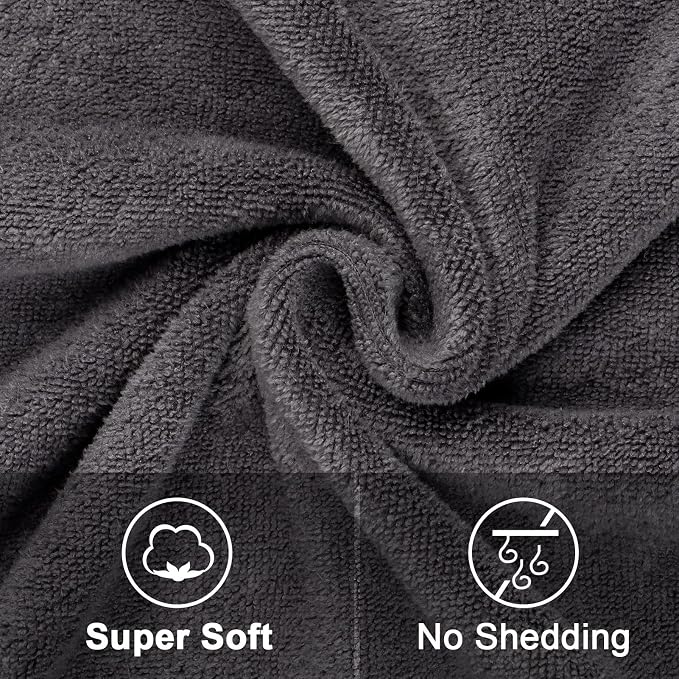 Orighty Bath Towel Pack of 4 - Soft Feel Grey Bath Towel Sets, Highly Absorbent Microfiber Towels for Body, Quick Drying, Microfiber Towels for Sport, Yoga, SPA, Fitness, (27’’ x 54’’)