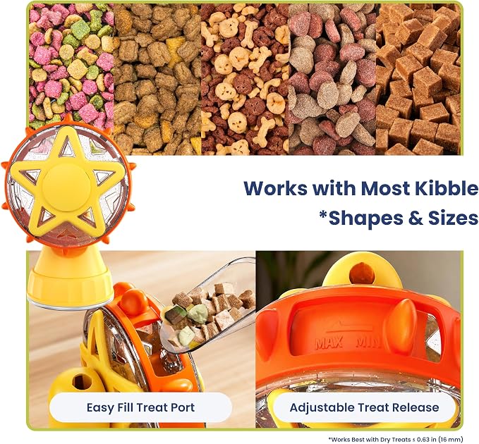 PAWSPIK 2-in-1 Interactive Spinning Wheel Snack Feeder & Teaser Cat Toy