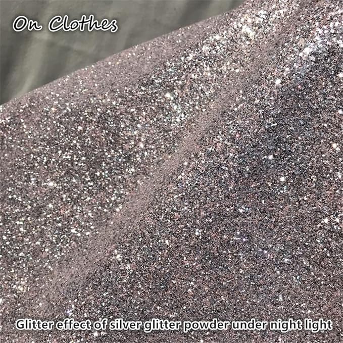 Go Ho Hair and Body Glitter Spray,Silver Glitter Spray Dry Powder Makeup for Clothes,Festival Loose Sparkle Powder,Holographic Ultra Fine Resin Glitters for Crafts,10g
