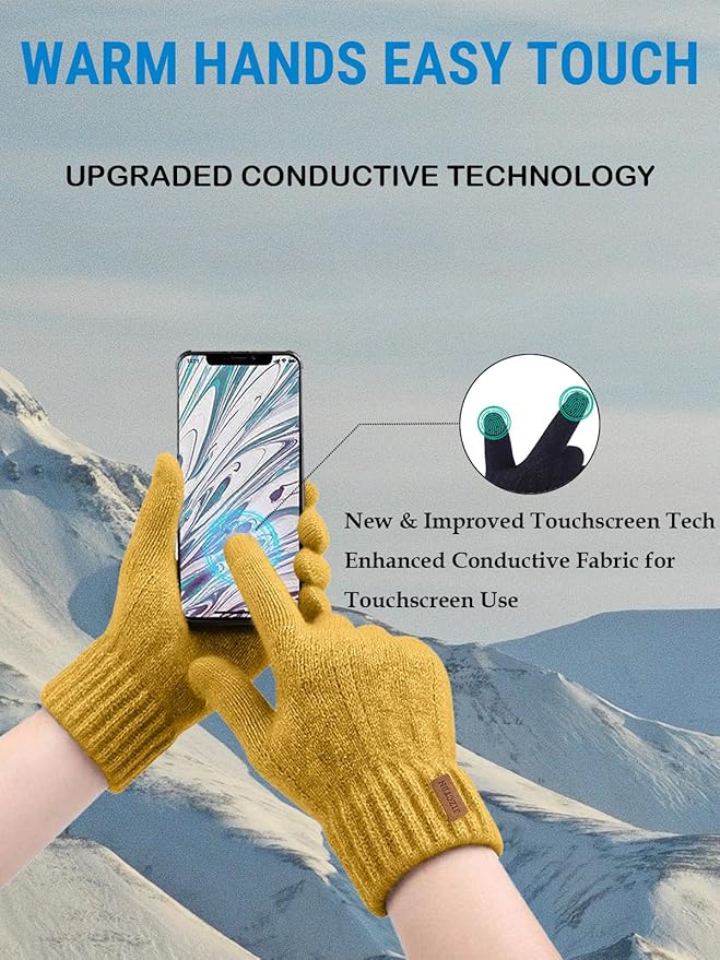 JIZCTBN Winter Thermal Gloves for Men Women - Upgraded Touch Screen Warm Fleece Lining Gloves for Running, Cold Weather