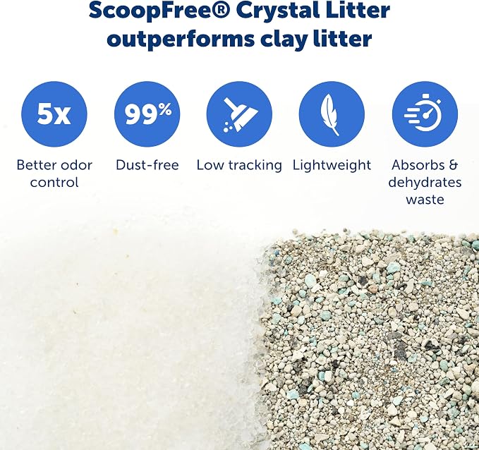 PetSafe ScoopFree Self-Cleaning Cat Litter Box Tray Refills with Sensitive Non-Clumping Crystals, 3-Pack | No-Scoop Crystal Cat Litter, 5x Faster Odor Control, 99% Dust-Free, Easy Cleanup, Leak-Proof Disposable Tray Refill with Lid