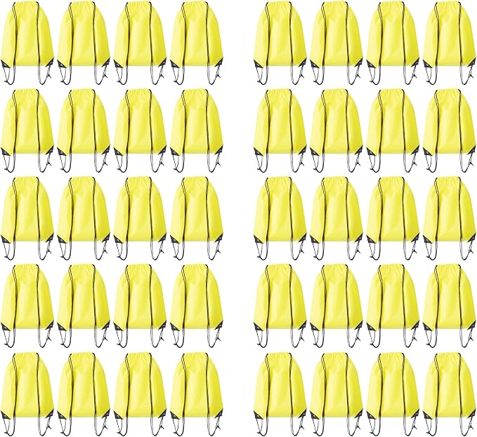 Drawstring Backpack Bulk 40Pcs Draw String Backpack Bags DIY Gym Sports Traveling Yoga Cinch Bag Sackpack Drawstring (yellow)