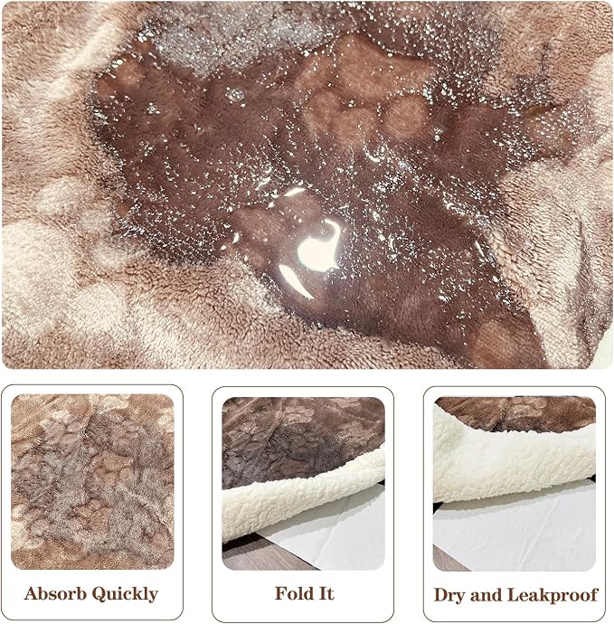 Dog Blankets for Large Dogs - Waterproof Cat Blanket Washable - Sherpa Fleece Puppy Blanket, Soft Plush Reversible Throw Protector for Bed Couch Car Sofa, 60"X80", Taupe