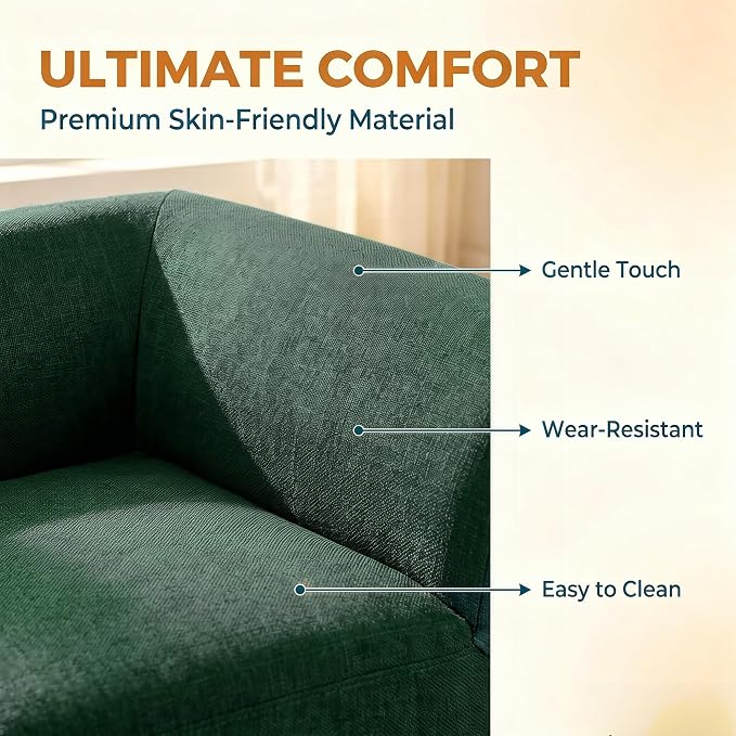 39.75 “x 22.5 “ Dog Sofa for Small Medium Dogs | Elevated Base | Breathable Linen Fabric | Armrest & Backrest | Plush Thick Cushion|Easy to Clean | Olive Green