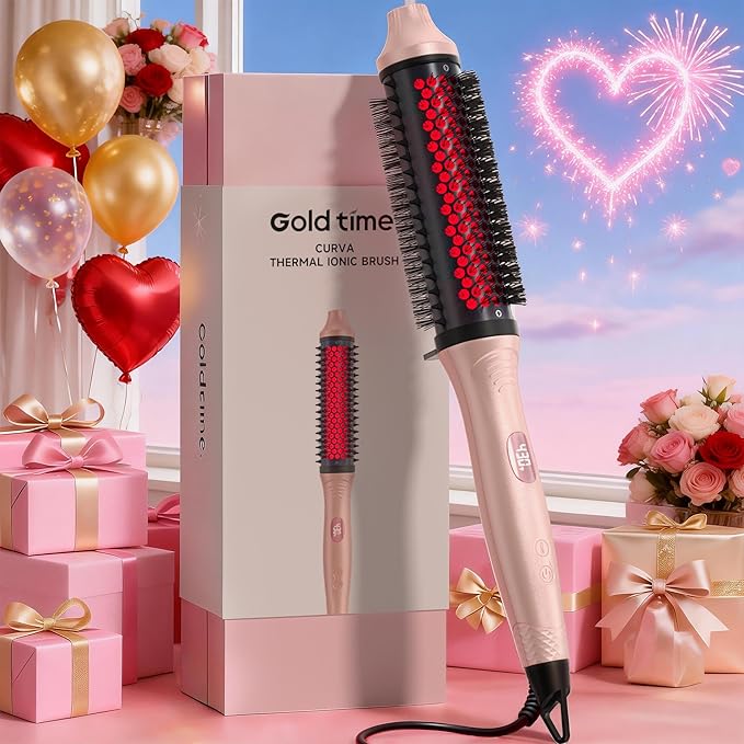 Infrared Thermal Brush, 2026 Upgrated Negative Ion Thermal Round Brush for Women Girls Hair Care, Larger Barrel for Faster Blowout, 6-Temp, Dual Voltage, No Damage, LED Display, 1.7 Inch Salon Styler