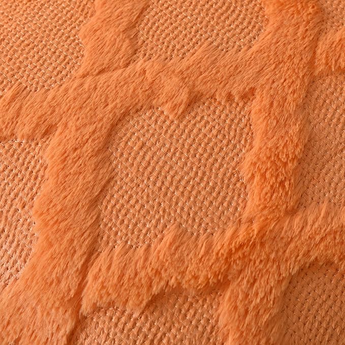 Set of 2 Soft Moroccan Throw Pillow Covers 24x24 Inch Plush Boho Decorative Pillow Cover Accent Cushion Case for Couch Sofa Bed, Orange