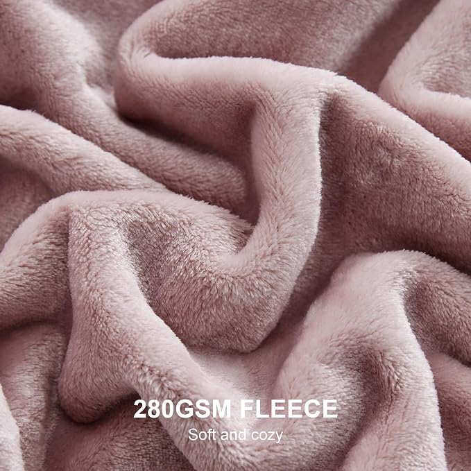 Hansleep Twin Pink Fleece Blanket, Soft Flannel Bed Blanket | Fuzzy Cozy Blanket 60x80 Inches, Multi-use for Bed, Sofa, Couch, Travel, Camping, All Season Warm Lightweight Cover
