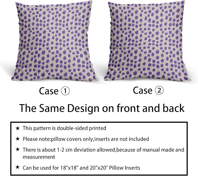 Purple Cream Pillow Covers 18x18 Set of 2 Boho Design Polka Dot Throw Pillows Modern Brush Strokes Print Decorative Outdoor Pillowcase Square Cushion Cover Linen Pillow Case for Home Sofa Couch Bed