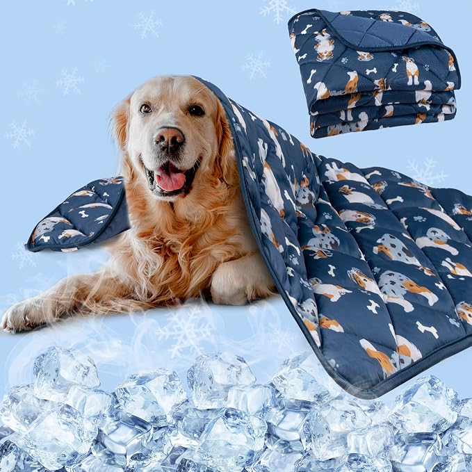Dog Cooling Mat, Premium Lightweight Pet Cooling Blanket Bed Cover for Dogs, Cat, Puppies | Ice Silk Cooling Pad for Dogs Furniture Protector | Machine Washable Pet Blanket, 28''x40''