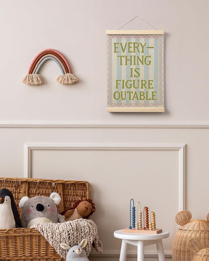 FGFK Everything Is Figureoutable Wall Art Poster Hanger Frame, Motivational Office Decor, Dopamine Positive Affirmations Canvas Prints Framed Wall Decor for Girls Bedroom College Dorm, 12x16 Inch