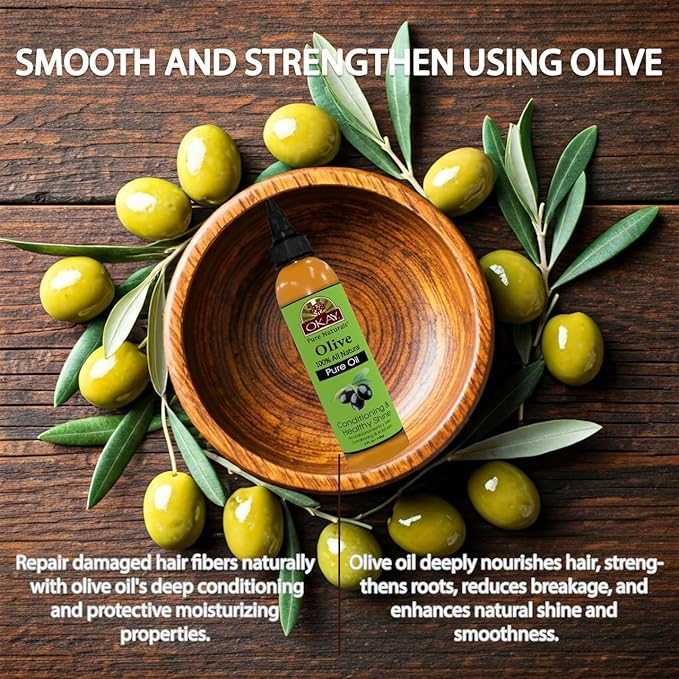 OKAY 100% Pure Natural Olive Oil for Skin & Hair - Cold Pressed Olive Oil for Skin Care, After Shower Body Moisturizer for Women & Men, Use for Massage, Hair Health - 4 Fl Oz (Pack of 1)