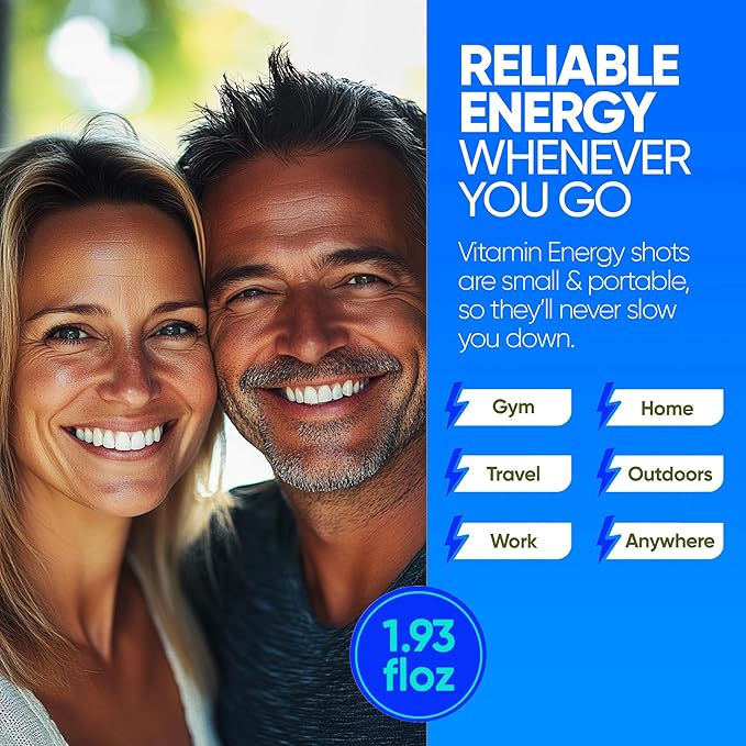 Vitamin Energy Immune+ Extra Strength Energy Shot Blue Raspberry 8 Pack, 260mg Natural Caffeine, B-Vitamins, Citicoline, Green Tea, Immunity & Focus Support, Zero Sugar, Gluten-Free 1.93 fl oz
