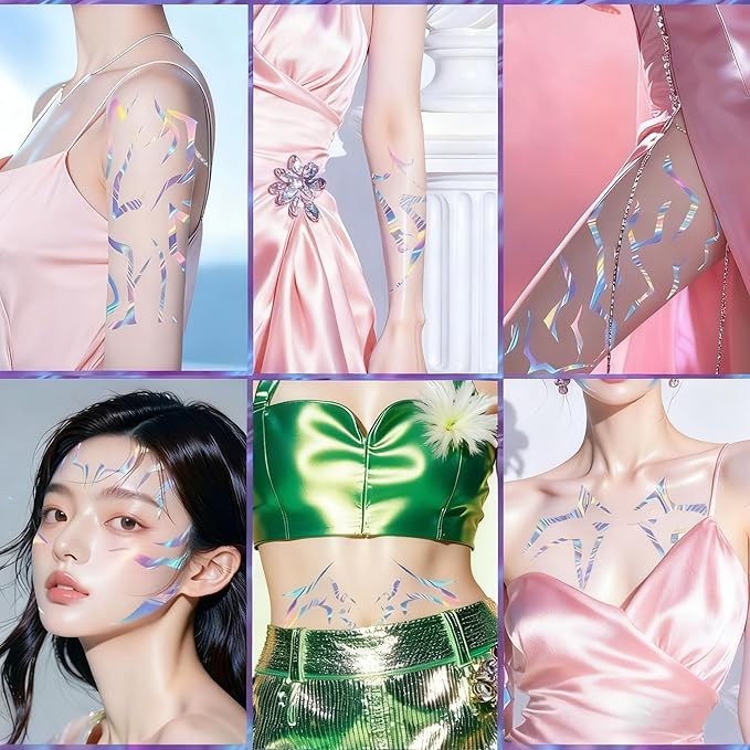 Temporary Patterns Tattoos Laser Heat-Transfer Cosplay Tattoo Stickers, Realistic Waterproof Body Art for Cosplay, Halloween, and Party Makeup