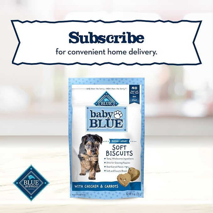 Blue Buffalo Baby BLUE Soft Biscuits Chicken & Carrots Puppy Treats, 8 oz | Great for Training, Easy to Break into Bite-Size Pieces, Made with DHA for Cognitive Development
