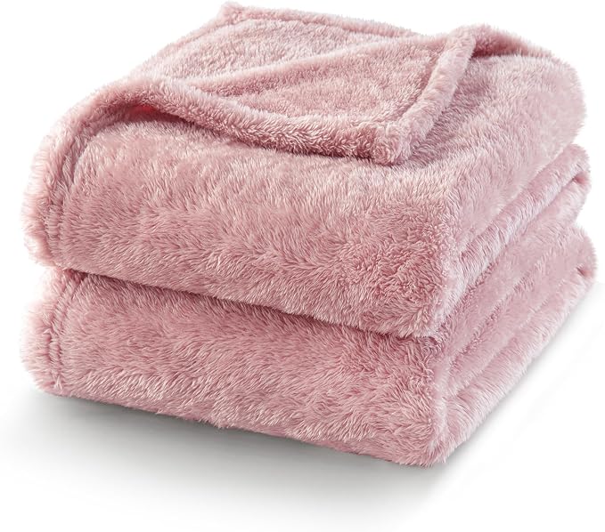 Exclusivo Mezcla Fuzzy Plush Fleece Bed Blanket Twin XL Size, Dusty Pink | 90x66 Inches, Super Soft and Cozy Bed Blanket, Fluffy Blanket for Bed, College Dorm Room Essentials, All Season