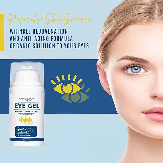 Eye Gel for Dry Eyes – Night Gel with Plant Stem Cells, Matrixyl 3000 & Peptides – Under Eye Gels for Dark Circles and Puffiness | Hydrates for a Smooth, Refreshed Look – 1 Fl Oz / 30 ml