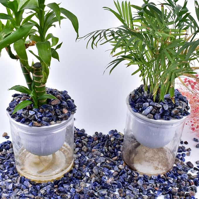 Polished Sodalite Crystal Chips 200 Pcs - 0.3" 10 oz Tumbled Stone Chips Crushed Sea Glass Stones Healing Reiki Crystal Jewelry Making Home Decoration