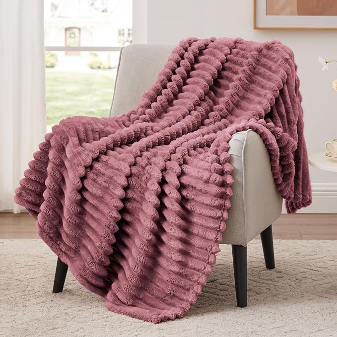 EXQ Home Gentle Soft Fleece Throw Blanket – Cozy Lightweight Blanket for Couch Bed – All-Season Warm Fuzzy Flannel Blanket for Women Mom Her – Gifts for Birthday(60"x80",Dusty Pink)