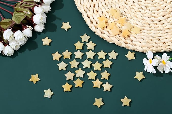 QINJIEJIE 20 PCS Citrine Crystals Star Stone Healing Crystal Set Mini Crystal Bulk Polished Stone Star Gemstones Wholesale for Meditation Energy Balancing Crystal Gifts Stocking Stuffers for Women