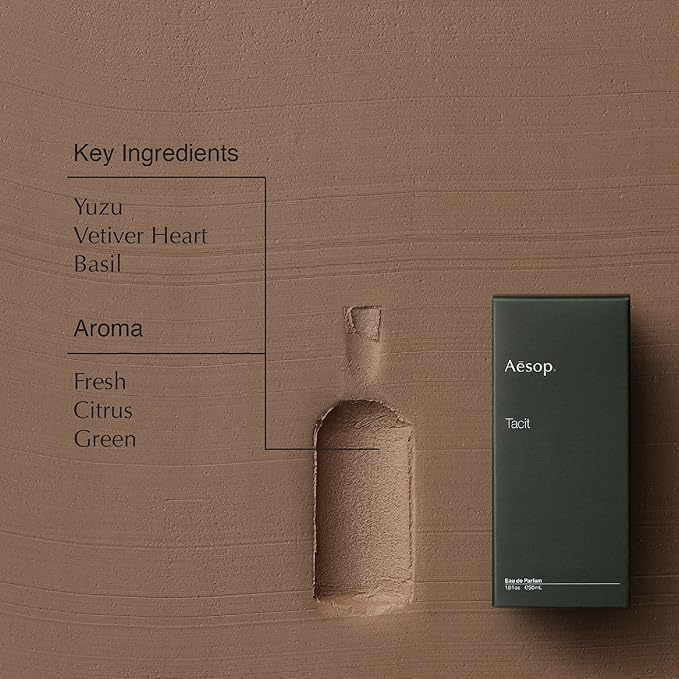 Aesop Tacit Eau de Parfum | Yuzu, Vetiver, and Basil Scent | Fresh Citrus and Green Aroma | Unisex | 1.6 fl oz