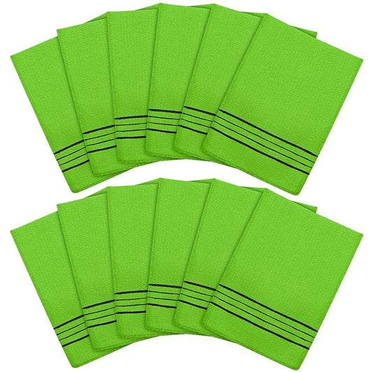 Tatuo 12 Pieces Korean Exfoliating Mitt Glove Italy Towel Body Skin Scrubber Exfoliating Scrubber for Remove Dead Skin Washcloth Korean (Small,Green)