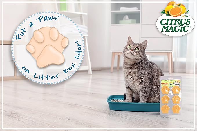 Citrus Magic Pet Odor Eliminator Litter Paws, Ocean Breeze, 6 Paws | Odor Absorber for Cat Litter Boxes, Air Fresheners for Home with Pets