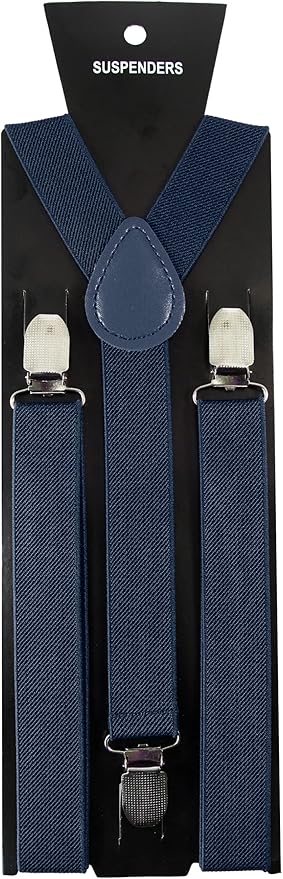 JEMYGINS Solid Color Mens Suspender with 3 Strong Clips Adjustable Braces