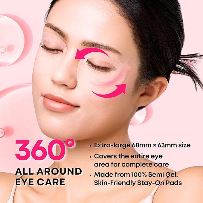 360° Collagen Eye Masks – Korean Under Eye Patches with Bakuchiol Retinol, Fine Lines & Wrinkle Care, Dark Circle Treatment, 50 Masks