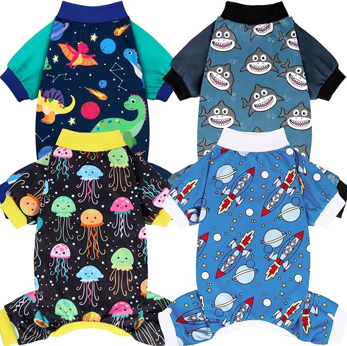 XPUDAC Dog Pajamas Clothes for Small Dogs Boy Girl, Doggie Pjs Puppy Onesies Outfits Pet Clothes for Dog Cat Christmas Pajamas, 4 Styles(Universe, Small)