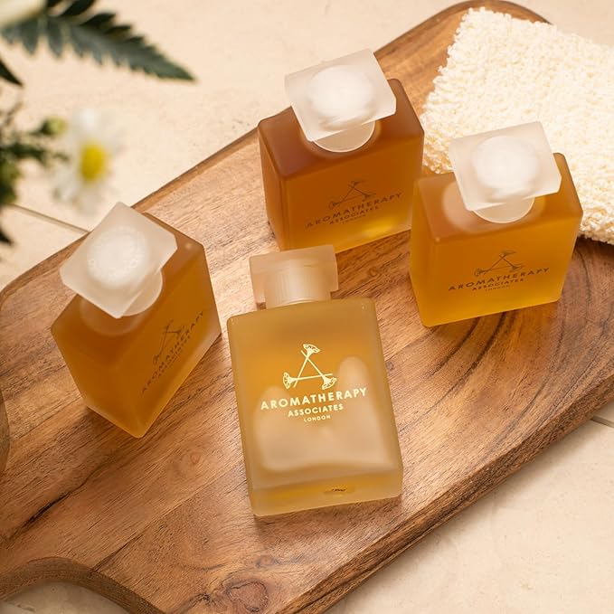 Aromatherapy Associates De-Stress Muscle Bath and Shower Oil, Natural Body Oil for Deep Relaxation and Comfort, Hydrating Body Made with 3 Essential Oils (1.86 oz)