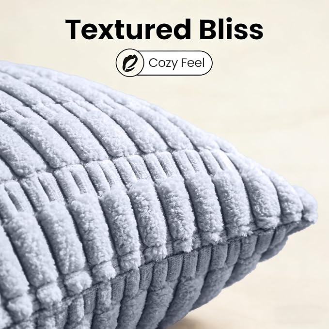 JMGBird Accent Pillows Rectangle Throw Pillows with Inserts Included | 12x20 Blue-Grey Corn Pattern - Lumbar Pillows with Inserts for Indoor Home Decor