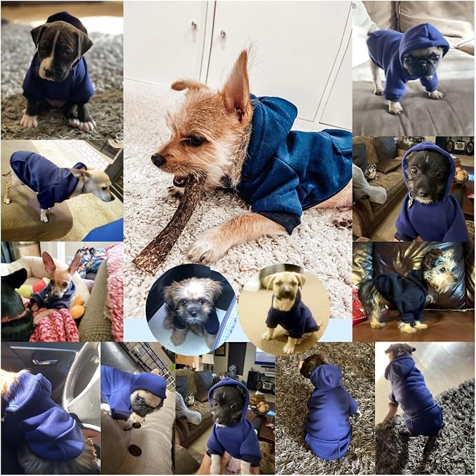 Soft Dog Hoodies for Small Dogs, Warm Fleece Puppy Clothes with Pocket | Jecikelon cold weather coat, cute puppy costume, breathable sweatshirt for dogs girl & boy, machine washable, easy on & off