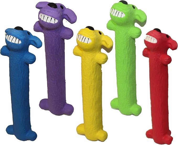 Multipet Original Loofa Latex Dog Toy - Squeaky Toy for All Dogs - Easy-to-Clean Squeaky Toys - Latex Dog Toys for Playing 6”, Random Color Surprise (Pack of 2)