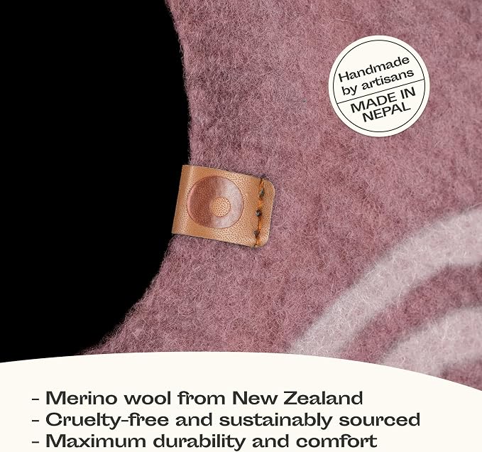 Cat Cave - Merino Wool Bed for Indoor Cats (Rose Gold, Medium) | Cat Bed Enclosure, Premium Felt, Handmade, Super Soft, Lightweight, Breathable, Adjustable Shape