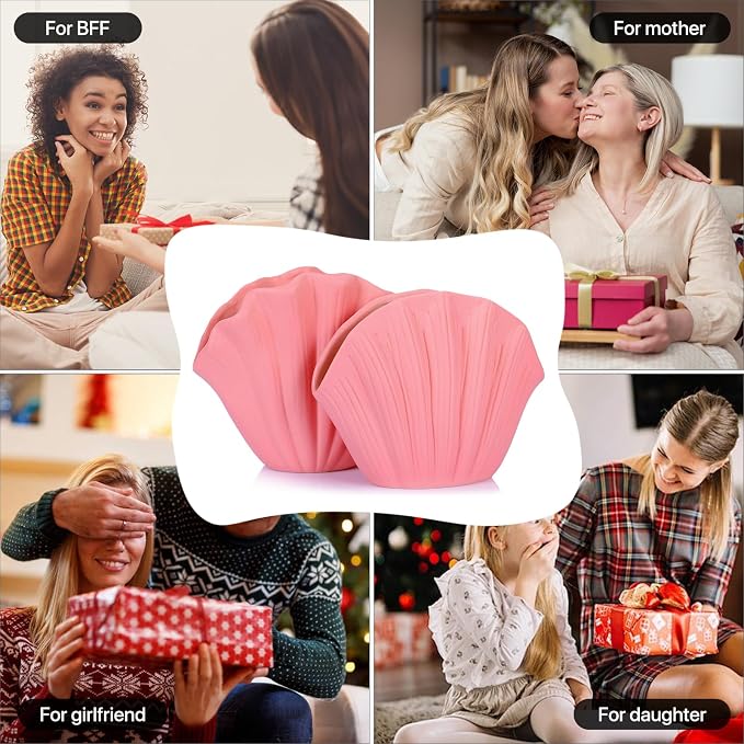 Shell-Shaped Vase for Living Room Decor, Ceramic Vases for Modern Home Decor, Unique Vase for Farmhouse Decor, Aesthetic Room Decor, Nordic Decor, Shelf Decor, Centerpiece Table Decor (Pink)
