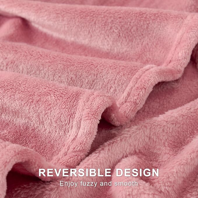 Hansleep Queen Fuchsia Fleece Blanket, Soft Flannel Bed Blanket | Fuzzy Cozy Blanket 90x90 Inches, Multi-use for Bed, Sofa, Couch, Travel, Camping, All Season Warm Lightweight Cover