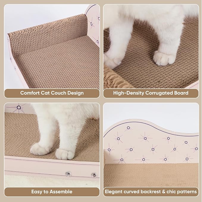 NATUYA 26'' Large Cat Scratcher Couch for Indoor Cats | Cat Scratcher, Sisal Material, Large Size, Cat Bed