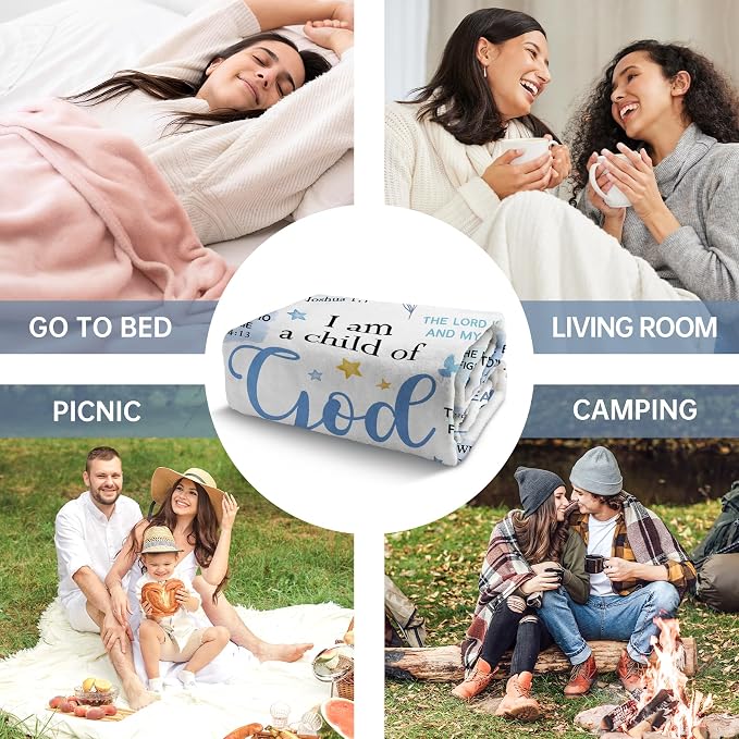 Baptism Gifts for Boys, Christian Blanket, Teen Boy Gifts Trendy Stuff | Christian Birthday Gifts for Teen Boys, Men, I Am a Child of God Blanket, First Communion Gifts for Boys (80 * 60)