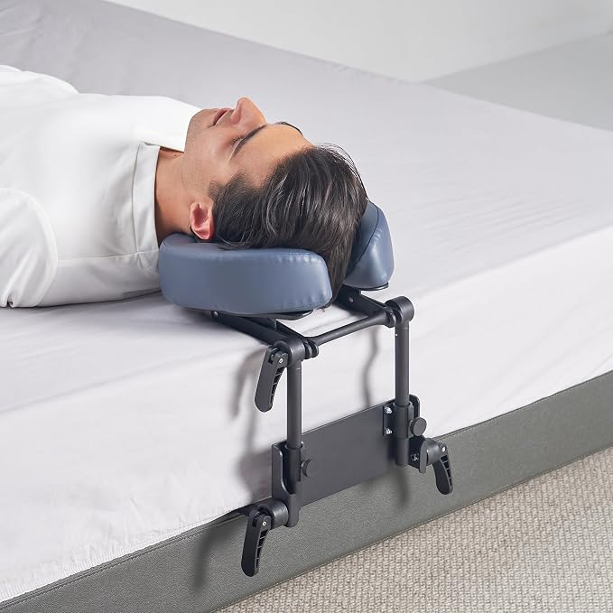 Master Massage Adjustable Headrest Massage Kit for Home - Includes Face Pillow Cradle and Cushion Support Bracket for Sleeping Mattress Top Royal Blue