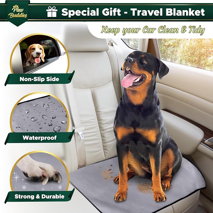 Paw Buddies Waterproof Blanket King Size 80"x90" for Dogs, Pets, Bed & Couch, Reversible Velvet-Feel Throw, Leakproof Machine Washable Furniture Protector + Bonus Small Blanket